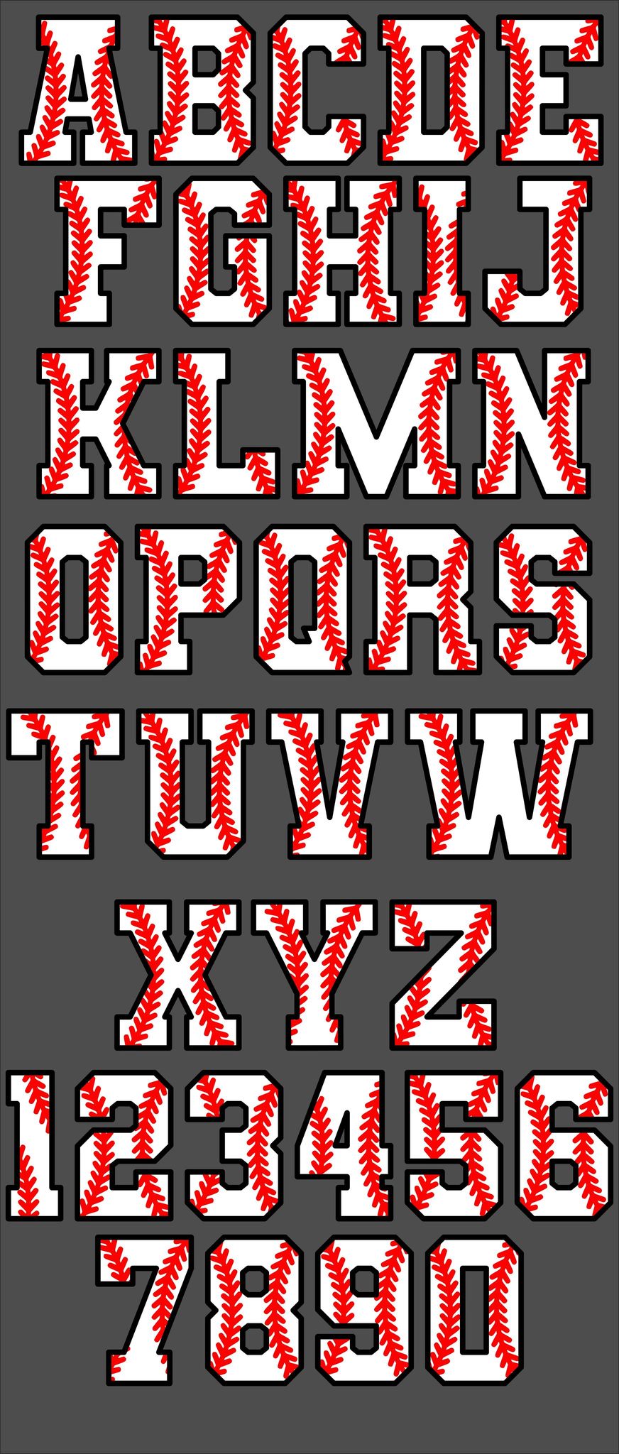 A-Z 0-9 BASEBALL FONT SVG