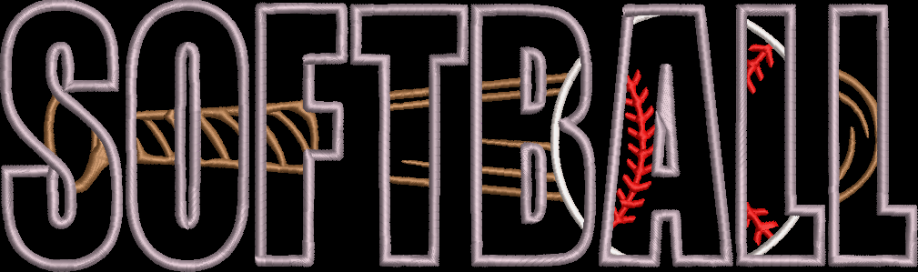 SOFTBALL WITH BAT AND BALL APPLIQUE