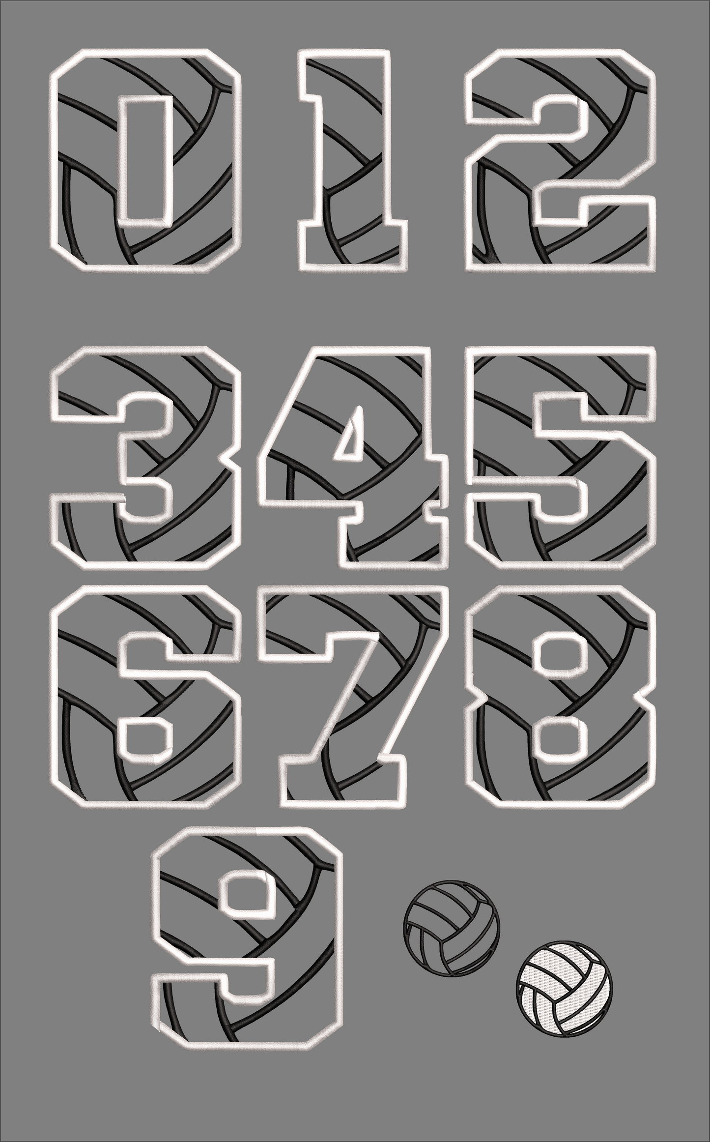 FAUX EMBROIDERY VOLLEYBALL NUMBER DTF PNG