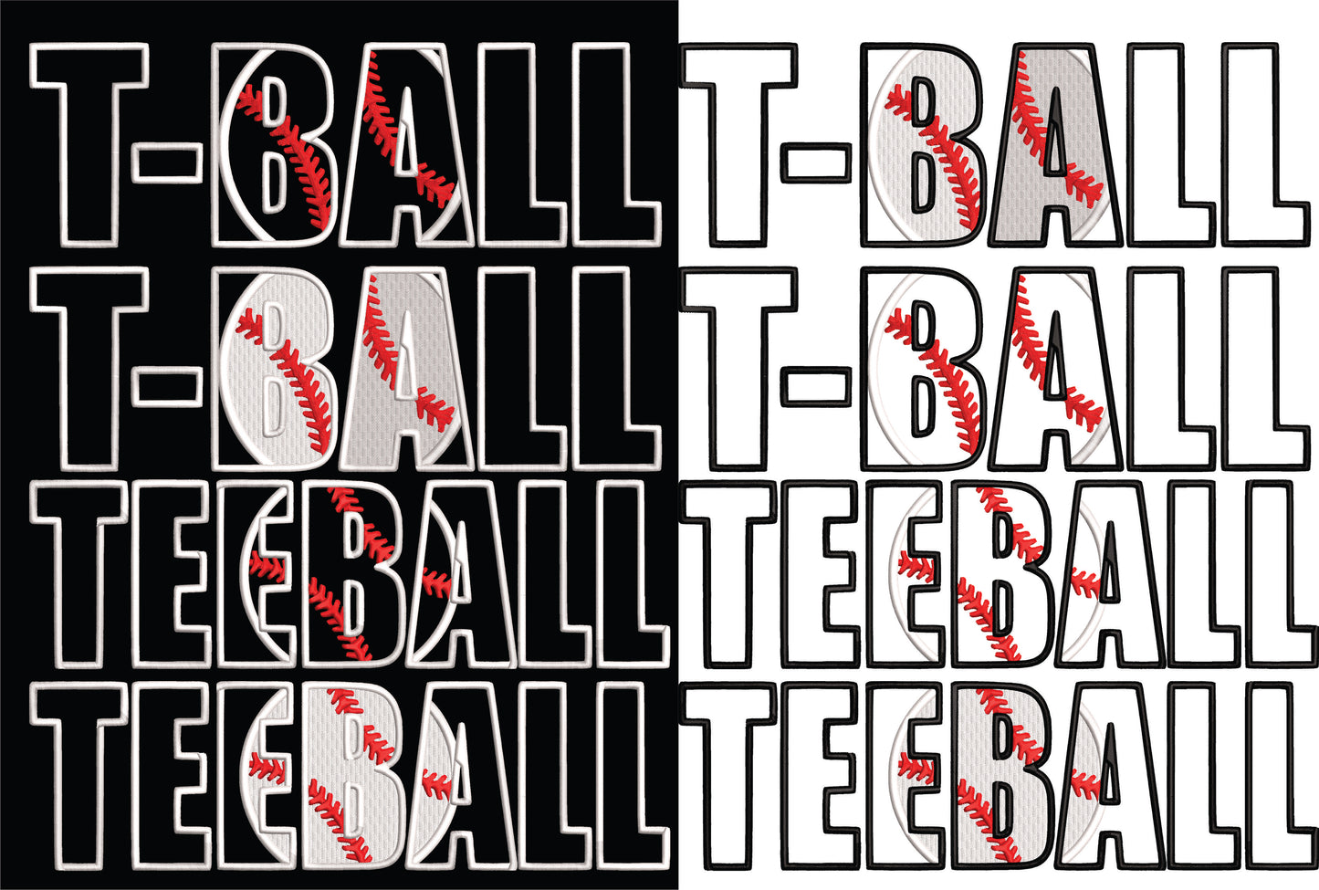 FAUX EMBROIDERY DTF FILES T-BALL/TEEBALL