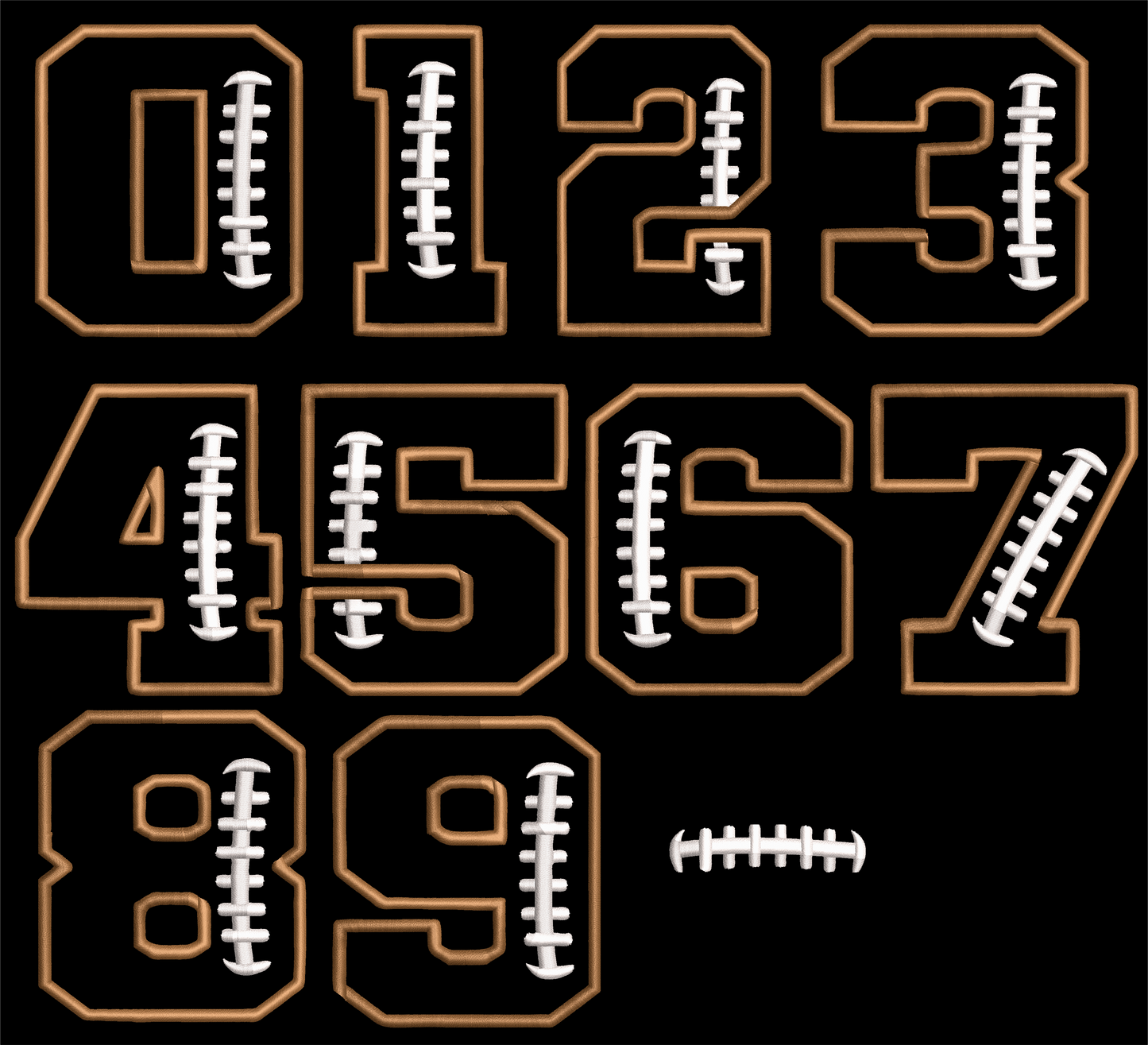 FAUX EMBROIDERY FOOTBALL NUMBER DTF PNG