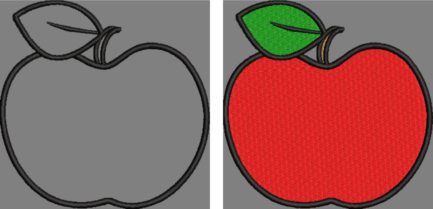 LEFT CHEST TEACHER APPLE APPLIQUE/FILL BUNDLE