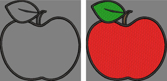 LEFT CHEST TEACHER APPLE APPLIQUE/FILL BUNDLE