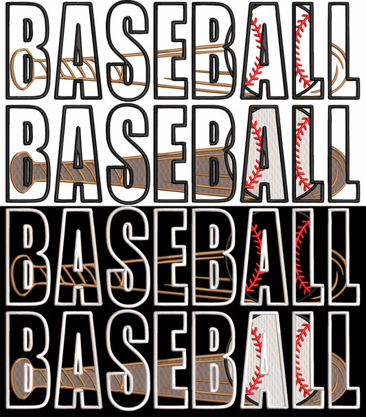 FAUX EMBROIDERY BASEBALL WITH BAT AND BALL DTF FILES