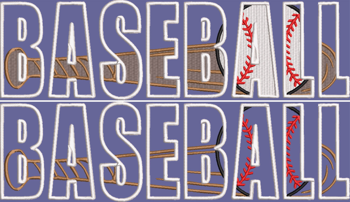 BASEBALL WITH BAT AND BALL APPLIQUE/FILL BUNDLE