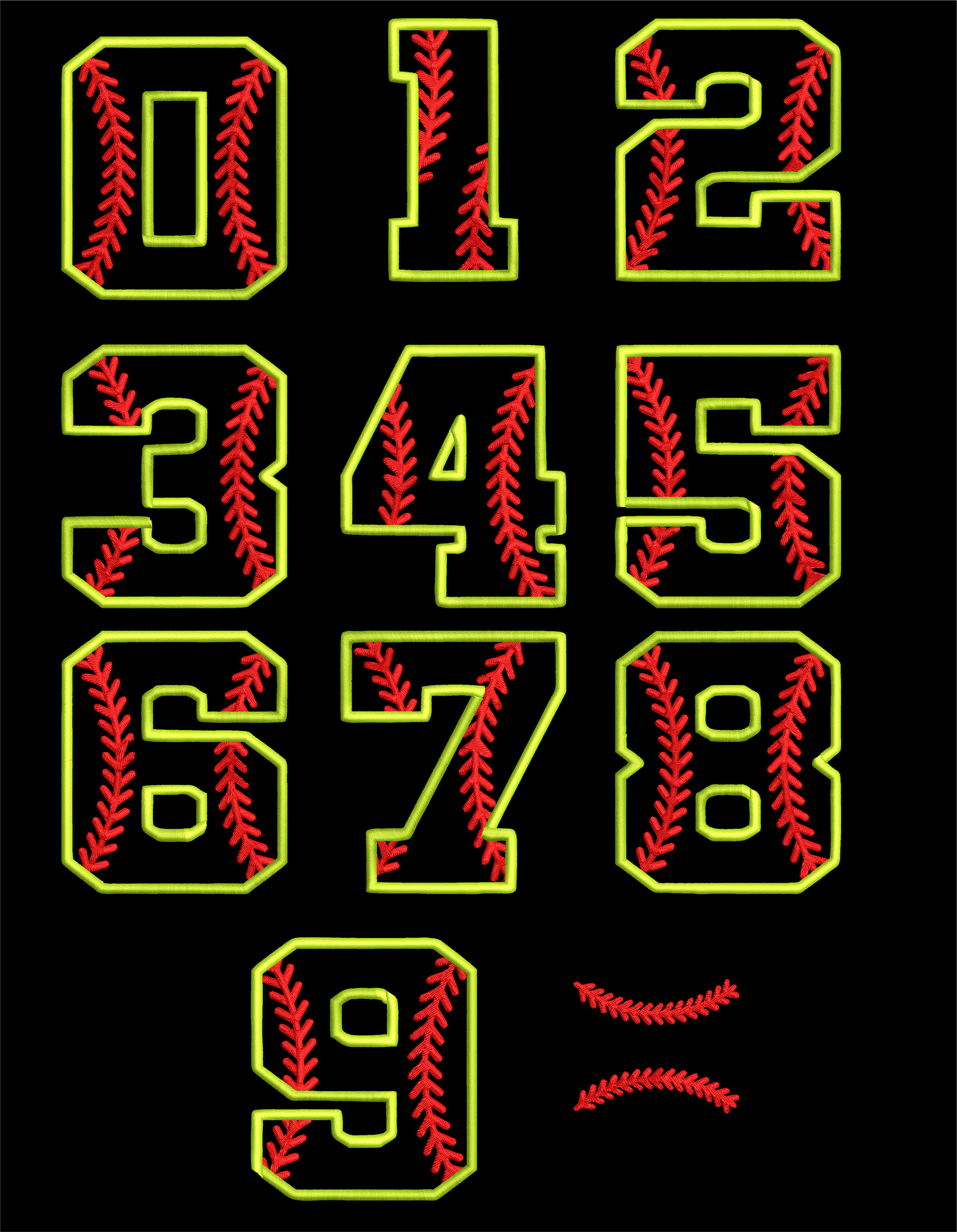 FAUX EMBROIDERY SOFTBALL NUMBERS DTF/SUBLIMATION